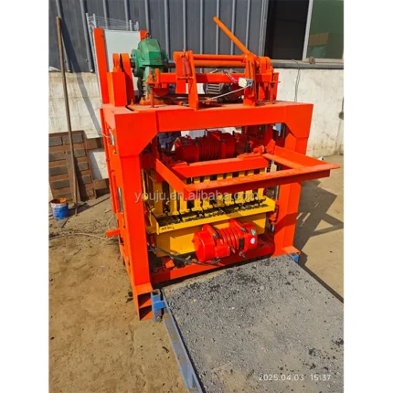 Manual Hydraulic Cement Hollow Block & Brick Making Machine with Motor Shandong YOUJU Small QTJ 4-40 Brick Production Line