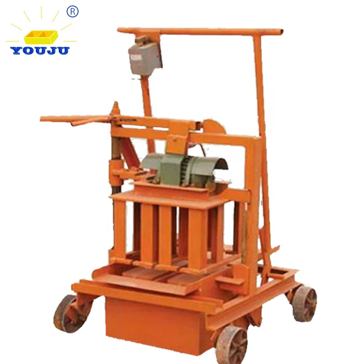 Block Factory Machine QMJ2-45 Hand-pushed Small Mobile Cement Brick Machine Concrete Block Molding Machine Engine Easy Operation