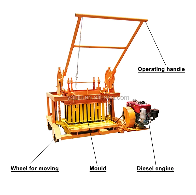 Mobile Diesel Engine Cement Hollow Block Making Machine Semi-automatic Easy Operation Low Investment QMR4-45