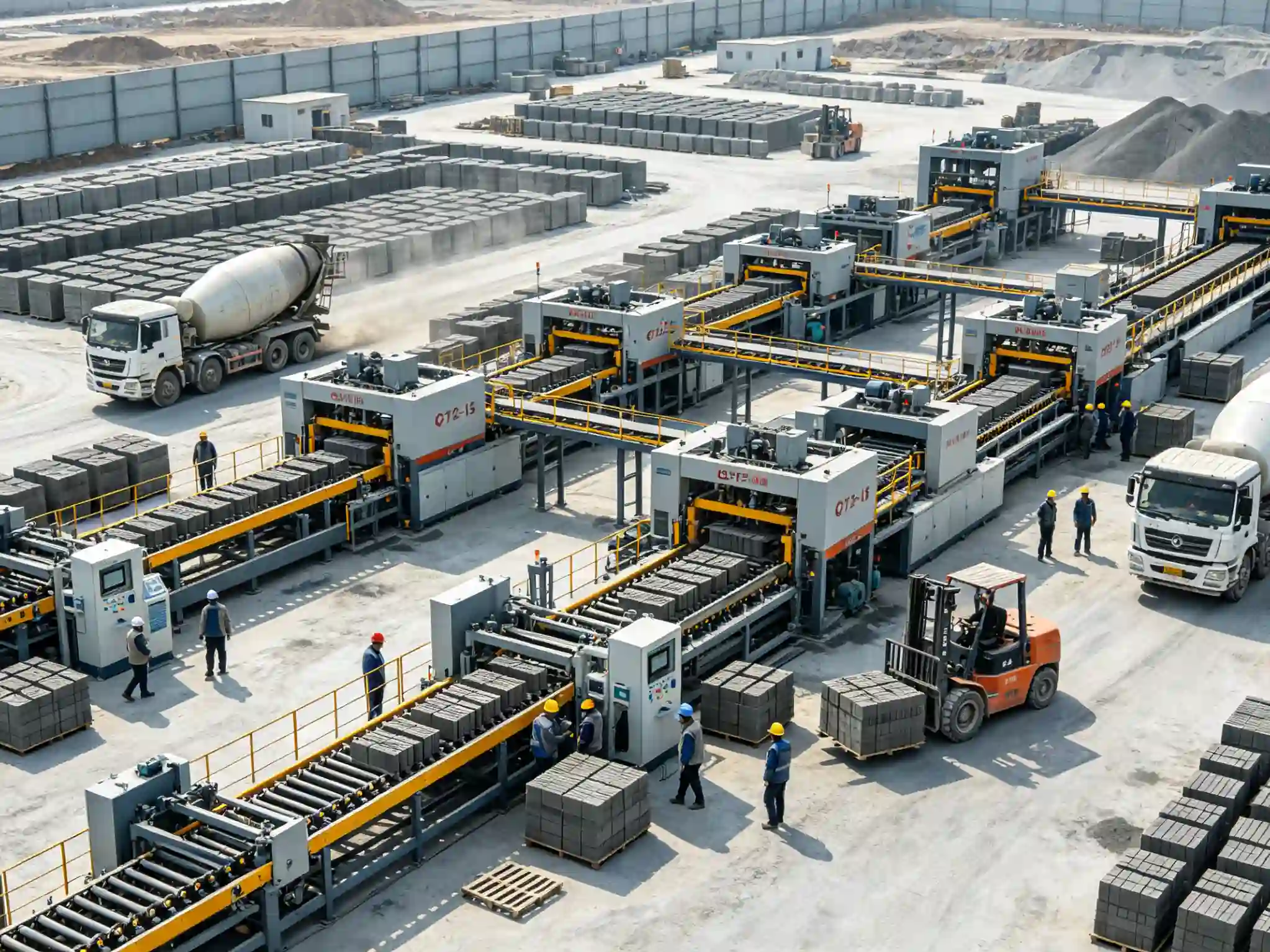 Medium-scale automated brick factory