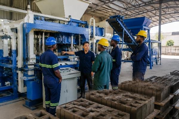 automatic brick machine supplier China after-sales support Africa Engineer conducting on-site commissioning and operator training