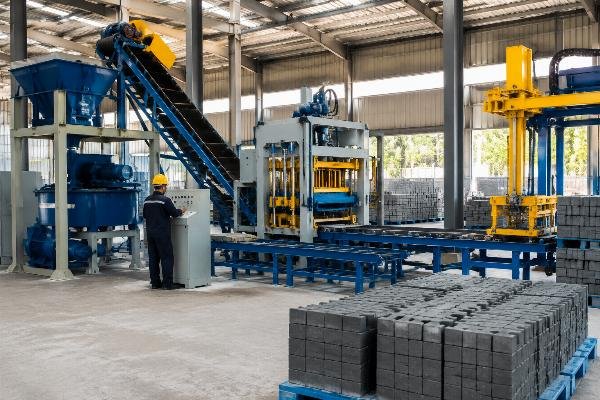 automatic interlocking block making machine production line China Fully automatic interlocking brick production line with mixer conveyor and stacker