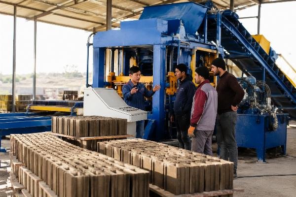 block machine after-sales support China manufacturer on-site engineer Central Asia Engineer conducting on-site block machine commissioning and operator training