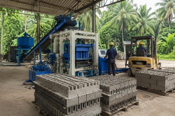 block machine demand Southeast Asia Concrete block making machine production line installed in tropical Southeast Asia environment