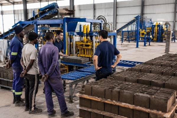 block machine distributor China turnkey partnership on-site commissioning On-site engineer training local operators on automatic block machine with European-style vibration system