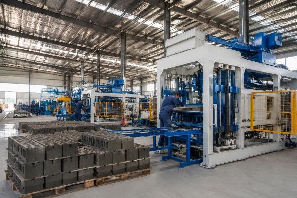block machine manufacturer China factory scale engineering capability Block machine factory workshop with CNC machining and assembly lines