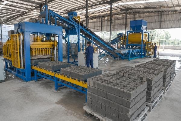 block production line South Asia total investment cost breakdown Complete block production line with mixer conveyor and stacker
