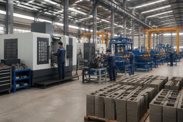 Chinese block machine manufacturer factory workshop 46000 square meters Factory workshop with CNC machining center and hydraulic assembly line for block making machines