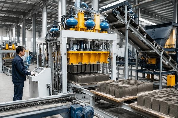 Chinese block machine manufacturer FOB European design airbag system Modern block machine manufacturing facility with European-style airbag vibration system