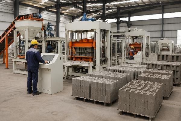 Chinese concrete block machine manufacturer factory export experience Shandong Shiyue Intelligent Machinery factory overview showing production capacity and export experience