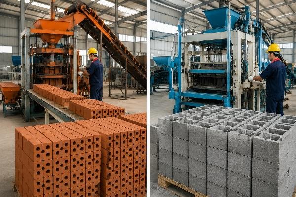 Cost breakdown comparison chart for clay bricks versus concrete blocks