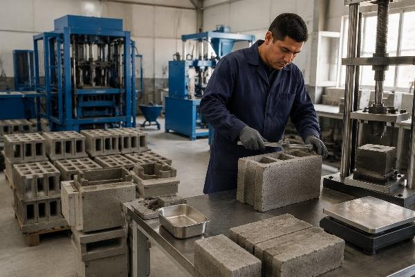 concrete block compliance testing NBR 6136 NMX-C-404 Block density testing in Latin American laboratory