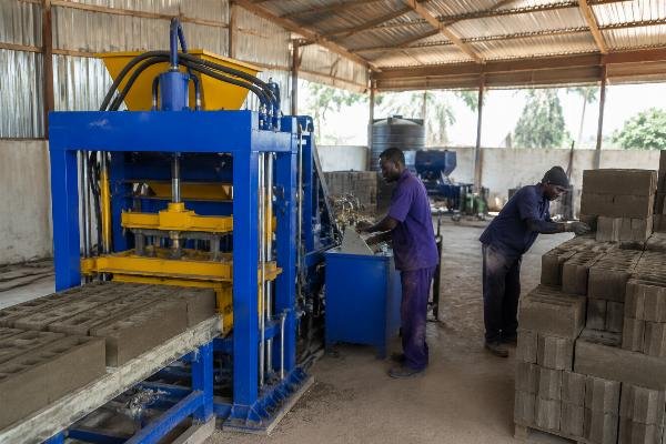 concrete block making machine Ghana startup installation Semi-automatic block machine installed at a startup facility in Accra