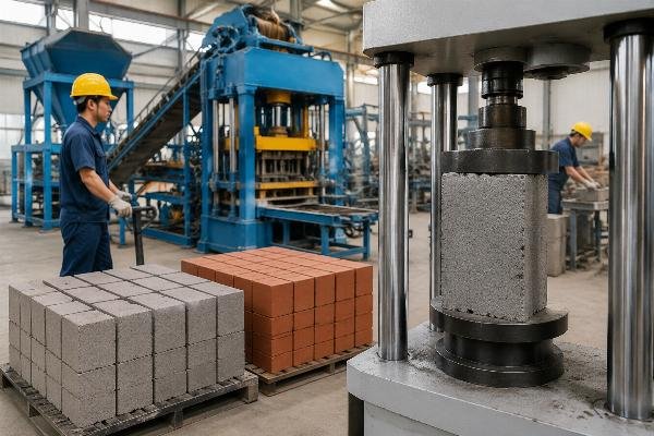 Compressive strength testing of concrete blocks versus clay bricks