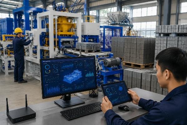 IoT remote diagnostic system Chinese block machine manufacturer after-sales support IoT remote diagnostic dashboard showing real-time machine health data for block production line