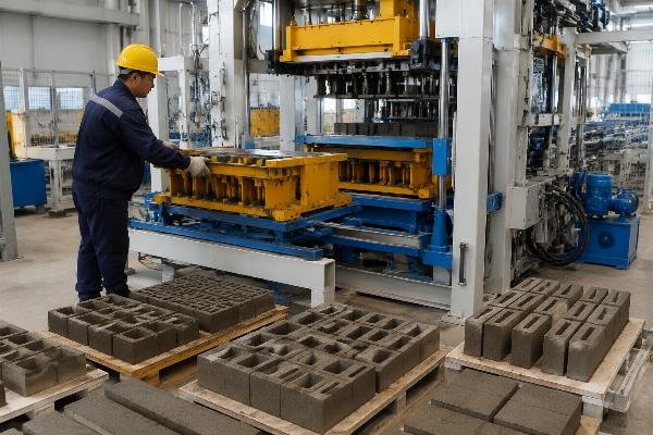 modular mold system quick change concrete block sizes Modular mold system showing quick-change mold sets for different concrete block sizes on one machine