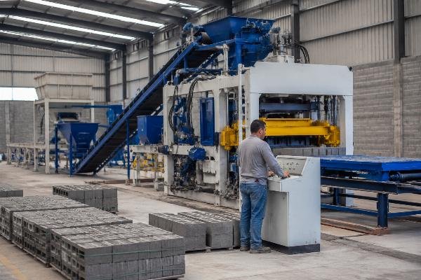 QT10-15 fully automatic block machine Mexico upgrade Fully automatic QT10-15 block machine installed in Mexican factory