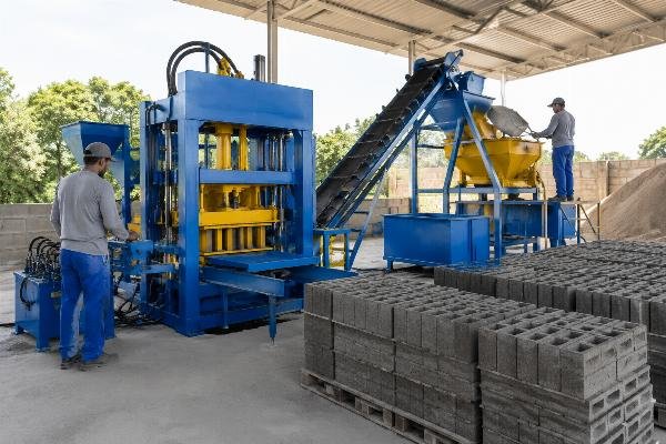 QTJ4-40 semi-automatic block machine Brazil startup Semi-automatic block machine line installed for Brazilian startup