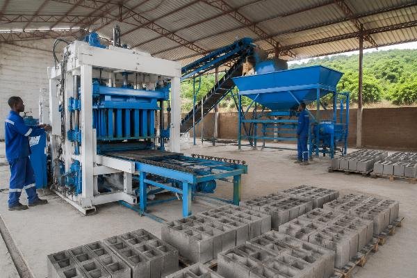 semi-automatic block machine line optimized cycle time Semi-automatic block machine production line in West Africa with batching machine and conveyor