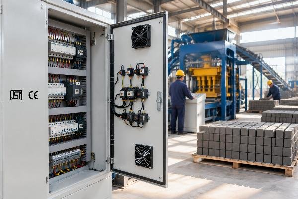 Close-up of an electrical control panel with visible ISI marks alongside CE labels