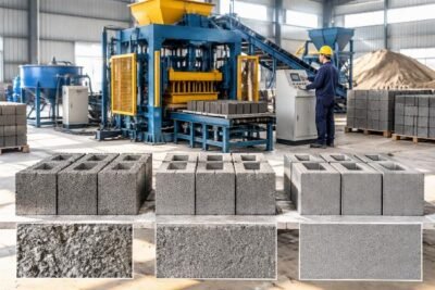 Comparison of block surface quality under different vibration settings for local sand types