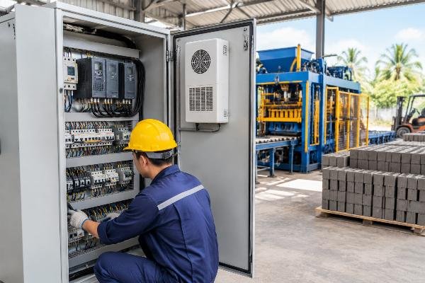 Electrical control cabinet with dehumidifier installed to protect sensors from humidity in tropical climates