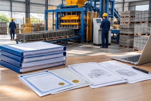 Stack of compliant documentation including certificates, invoices, and technical manuals aligned for customs review