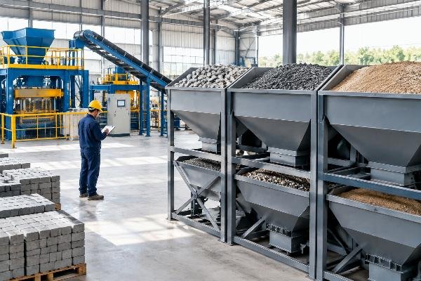 Stacked aggregate bins waiting for customs clearance documentation review