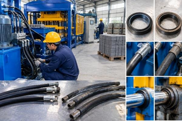 Visual guide to identifying worn vs. healthy hydraulic seals and hoses